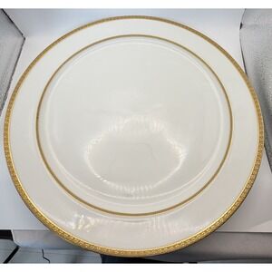 Haviland Limoges Plate Mayenne 14" White with Gold Encrusted Border & Verge Chop